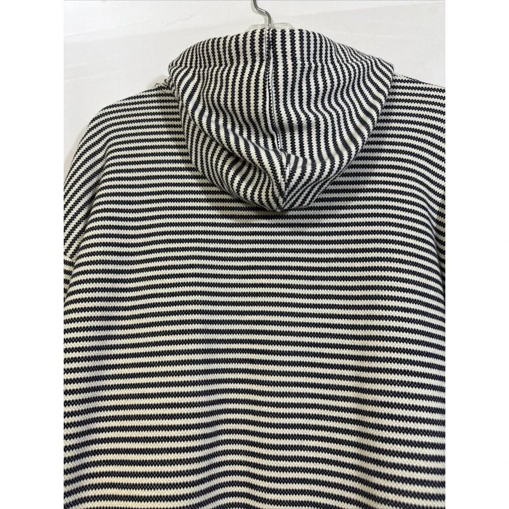 Women’s Striped Knit Hoodie Sweaters Size M Pullover Long Sleeve Casual Tie Neck